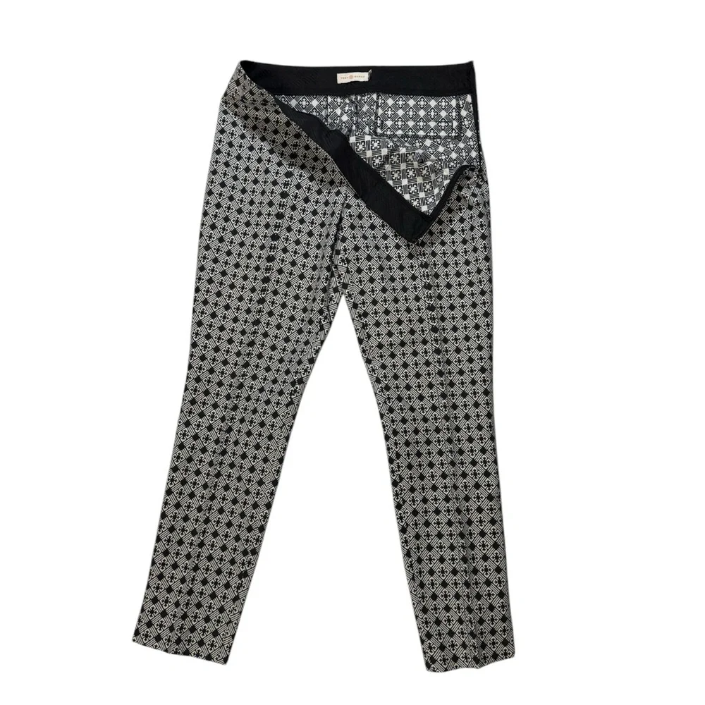 Tory Burch 4 'Callie' Jacquard Seamed Crop Pants Black and Ivory